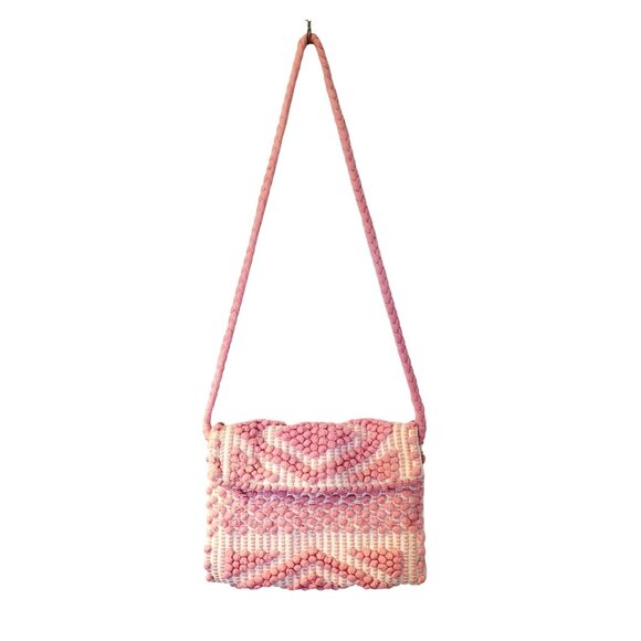 Antonello Pink and Cream Suni Rombi Bag - Size 8" H x 12"L x 1"D - Picture 1 of 6